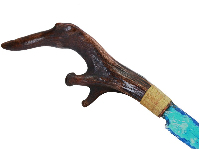 Faca para colecionador em Obsidiana azul. Empunhadura em chifre de cervo, 33 cm