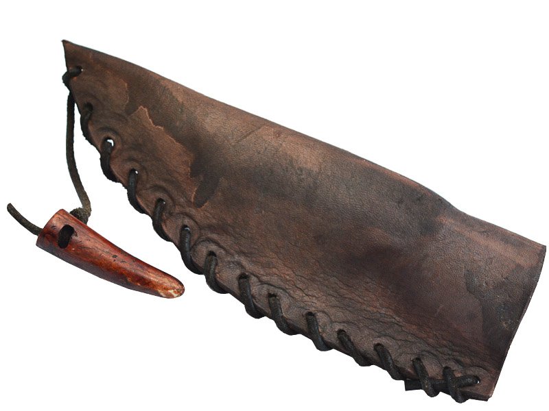 Faca para colecionador em Obsidiana azul. Empunhadura em chifre de cervo, 33 cm