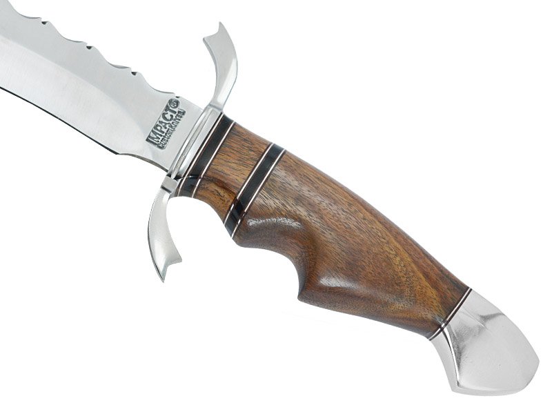 Faca bowie para colecionador em aço D2, empunhadura em nogueira, 43 cm