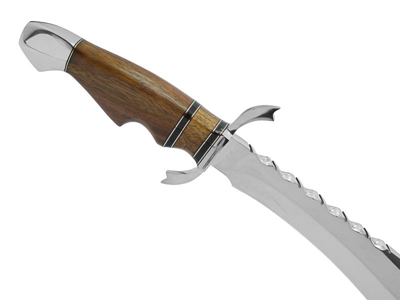 Faca bowie para colecionador em aço D2, empunhadura em nogueira, 43 cm