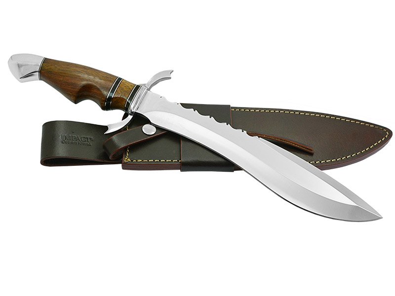 Faca bowie para colecionador em aço D2, empunhadura em nogueira, 43 cm