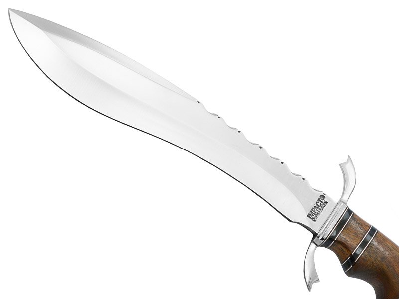 Faca bowie para colecionador em aço D2, empunhadura em nogueira, 43 cm