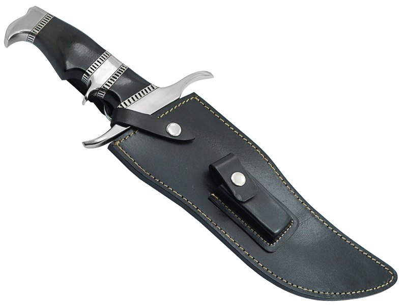 Faca bowie gigante de combate para colecionador em aço D2. Empunhadura em micarta negra, 45cm