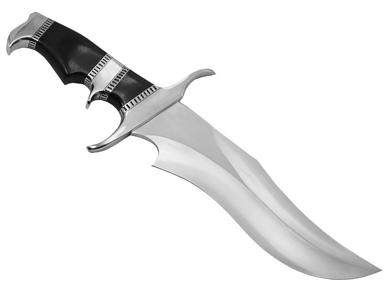 Faca bowie gigante de combate para colecionador em aço D2. Empunhadura em micarta negra, 45cm
