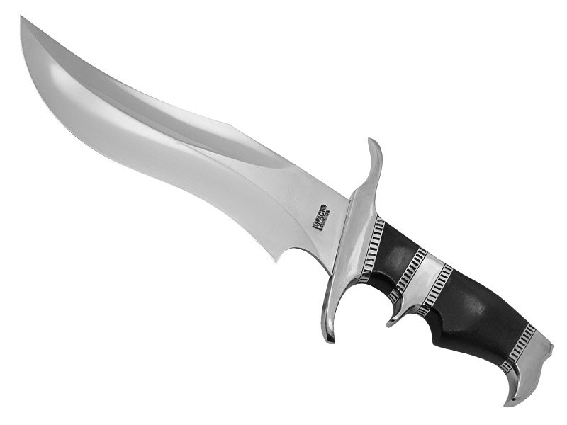 Faca bowie gigante de combate para colecionador em aço D2. Empunhadura em micarta negra, 45cm
