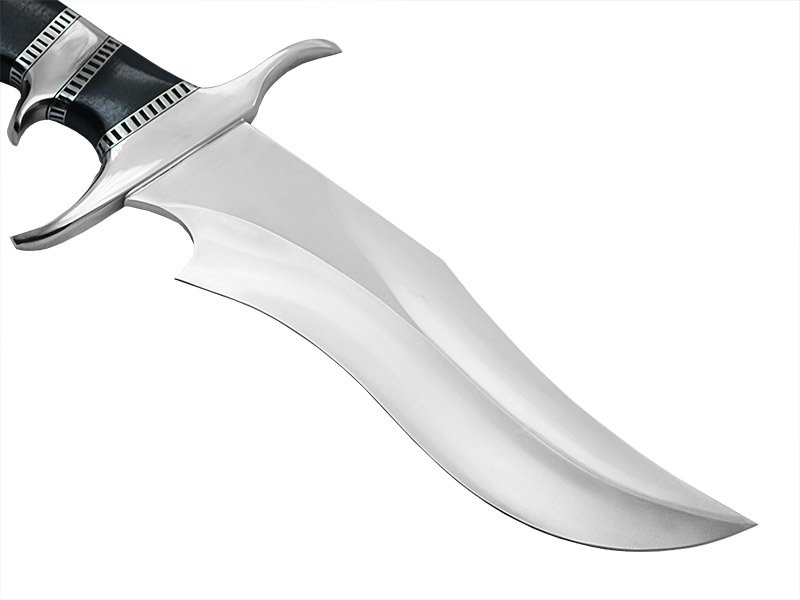 Faca bowie gigante de combate para colecionador em aço D2. Empunhadura em micarta negra, 45cm