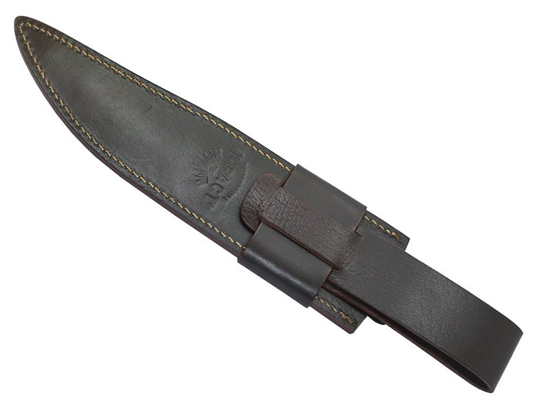 Faca bowie para colecionador em aço D2 fuller. Empunhadura em rádica de roseira, 42 cm