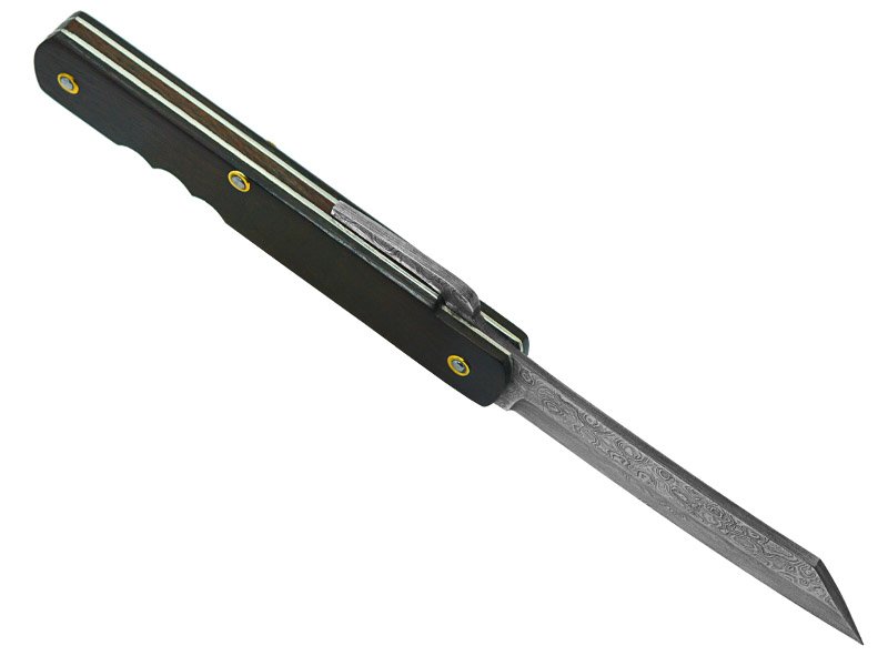 Canivete friction folder para colecionador em aço damasco. Empunhadura em jacarandá da Bahia, 20 cm