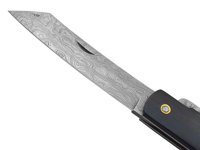 Canivete friction folder para colecionador em aço damasco. Empunhadura em jacarandá da Bahia, 20 cm