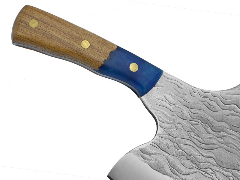 Cutelo em aço 5CR15MOU. Empunhadura em nogueira com resina, 25 cm