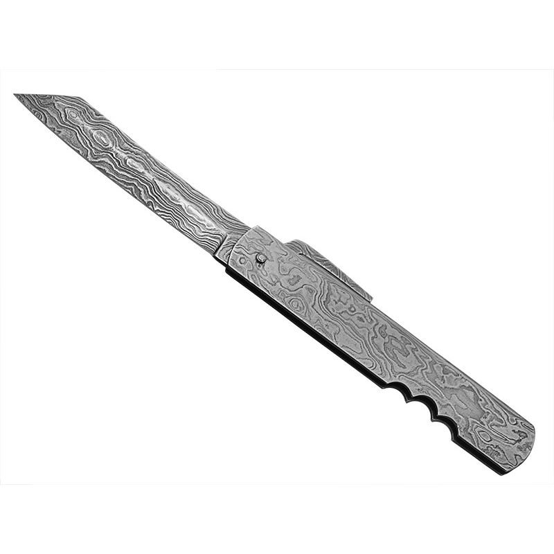 Canivete japones higonokami para colecionador em aço damasco. Empunhadura em aço damasco, 20 cm