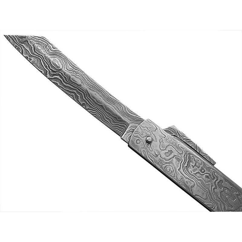 Canivete japones higonokami para colecionador em aço damasco. Empunhadura em aço damasco, 20 cm