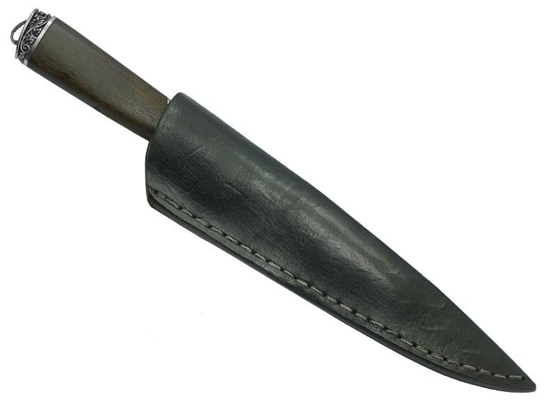 Faca churrasco Montecristo para colecionador forjado em aço damasco padrão aleatório. Empunhadura em jacarandá da Bahia, 27 cm