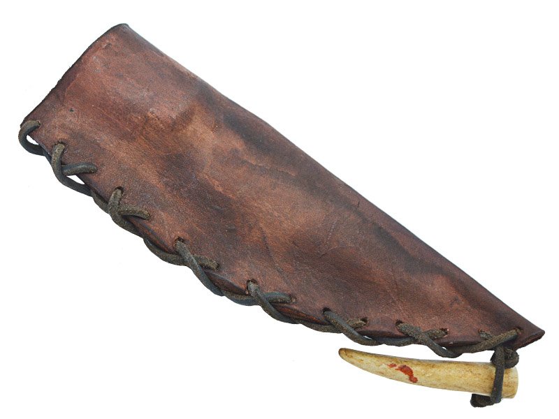 Faca para colecionador em Obsidiana. Empunhadura em chifre de cervo, 32cm