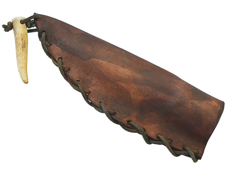 Faca para colecionador em Obsidiana. Empunhadura em chifre de cervo, 32cm