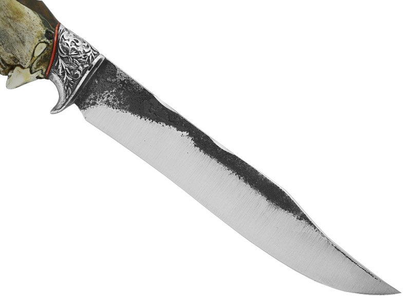 Adellar Filippon faca para colecionador em aço 5160. Empunhadura em mandíbula de porco do mato, 39 cm