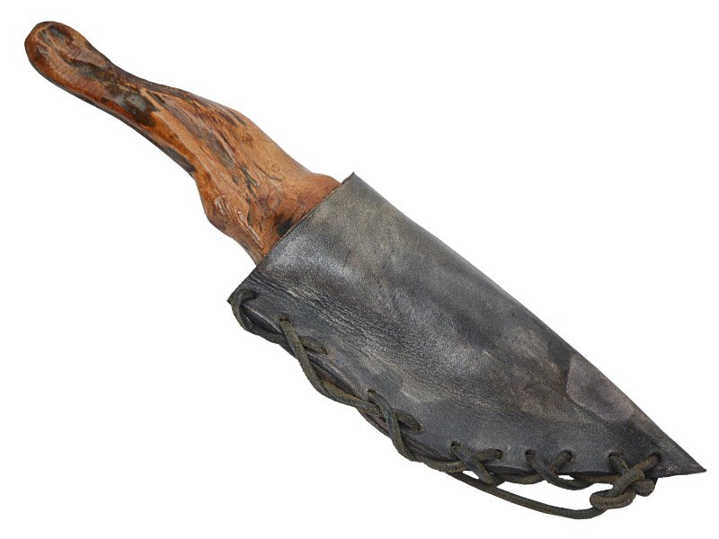 Faca para colecionador em obsidiana. Empunhadura em Bigberry estabilizada, 21 cm