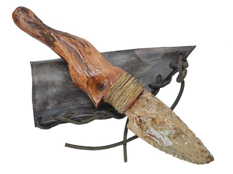 Faca para colecionador em obsidiana. Empunhadura em Bigberry estabilizada, 21 cm