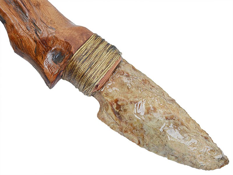 Faca para colecionador em obsidiana. Empunhadura em Bigberry estabilizada, 21 cm