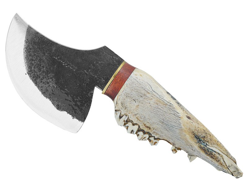 Adelar Filippon faca Skiner para colecionador forjada em aço 5160. Empunhadura em mandíbula de javali, 25 cm