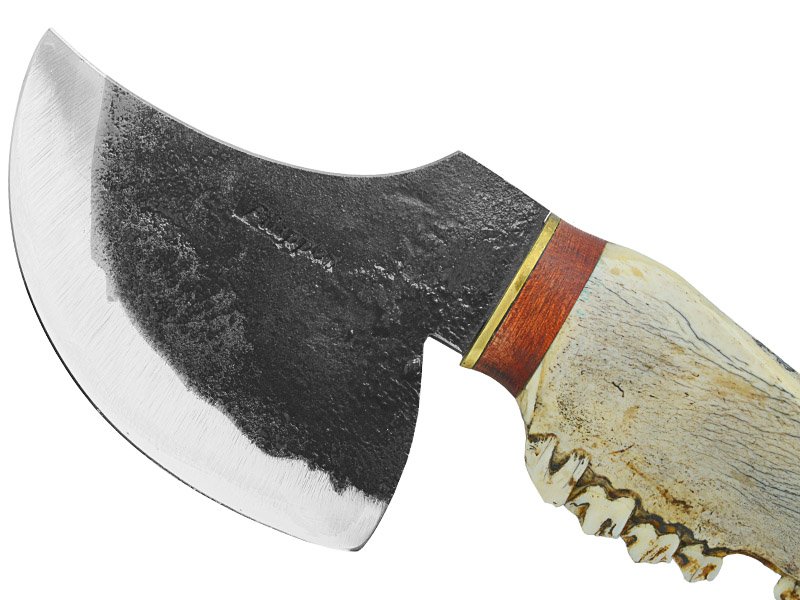 Adelar Filippon faca Skiner para colecionador forjada em aço 5160. Empunhadura em mandíbula de javali, 25 cm