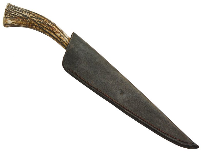 Adelar Filippon faca integral brüt forge para colecionador, aço 5160. Empunhadura em chifre de cervo, 30 cm