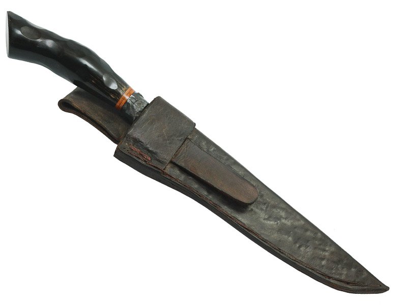 Adelar Filippon faca integral brüt forge para colecionador, aço 5160. Empunhadura em osso escalavrado, 35 cm