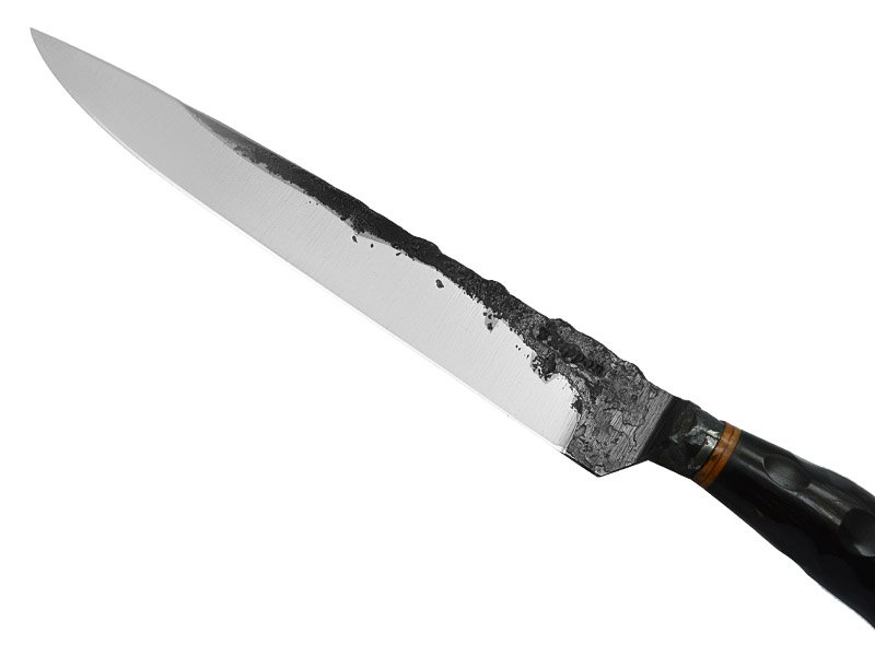 Adelar Filippon faca integral brüt forge para colecionador, aço 5160. Empunhadura em osso escalavrado, 35 cm