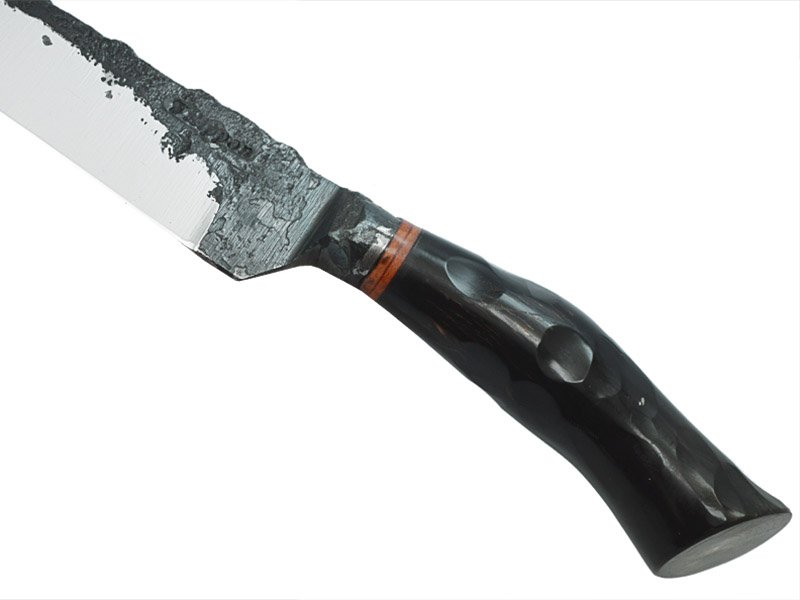 Adelar Filippon faca integral brüt forge para colecionador, aço 5160. Empunhadura em osso escalavrado, 35 cm