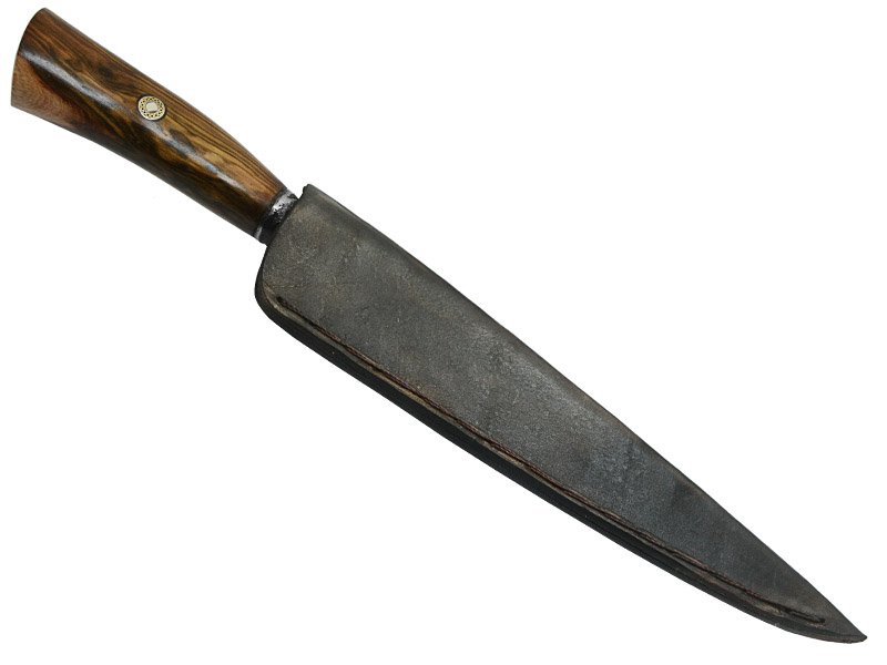 Adelar Filippon faca integral brüt forge para colecionador, aço 5160. Empunhadura em jacarandá da Bahia com um lindo mosaico Italiano, 32 cm