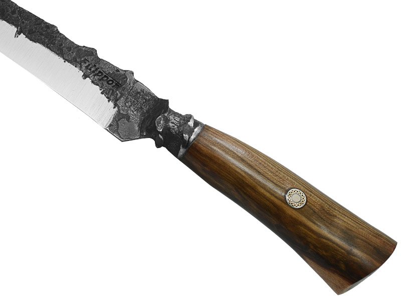 Adelar Filippon faca integral brüt forge para colecionador, aço 5160. Empunhadura em jacarandá da Bahia com um lindo mosaico Italiano, 32 cm