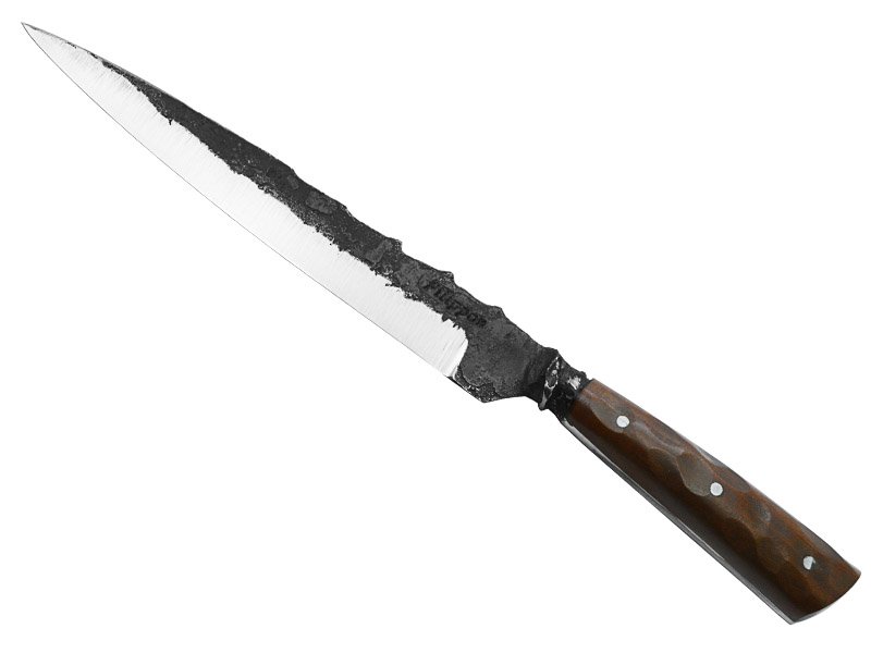 Adelar Filippon faca integral brüt forge para colecionador, aço 5160. Empunhadura em nogueira, 30 cm