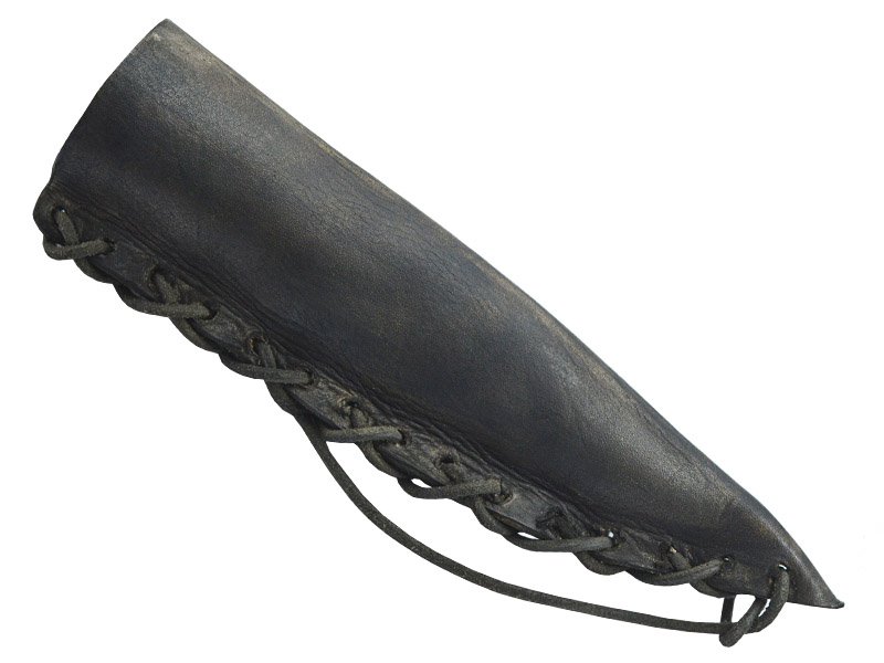 Faca para colecionador em Obsidiana negra. Empunhadura em chifre de cervo, 29 cm