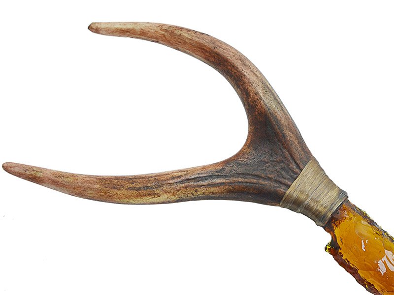 Faca para colecionador em Obsidiana. Empunhadura em Chifre de Cervo, 30 cm