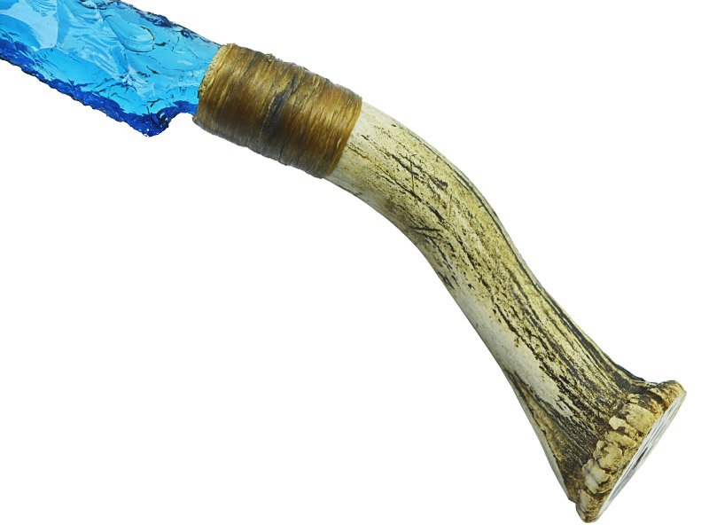 Faca para colecionador em Obsidiana azul. Empunhadura em chifre de cervo, 26 cm