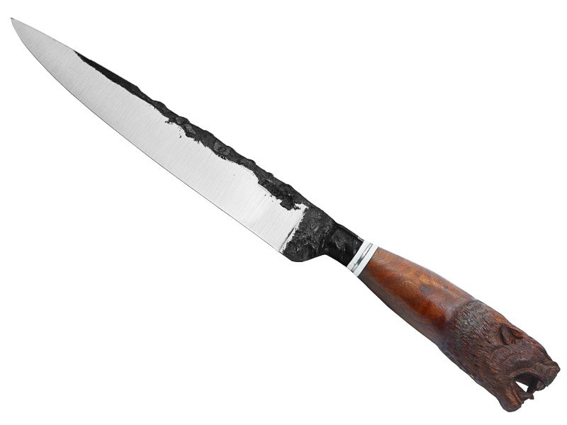 Adellar Filippon faca picanheira brüt forge em aço 52100. Empunhadura madeira de cocobolo esculpido, 41 cm