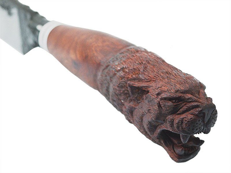 Adellar Filippon faca picanheira brüt forge em aço 52100. Empunhadura madeira de cocobolo esculpido, 41 cm