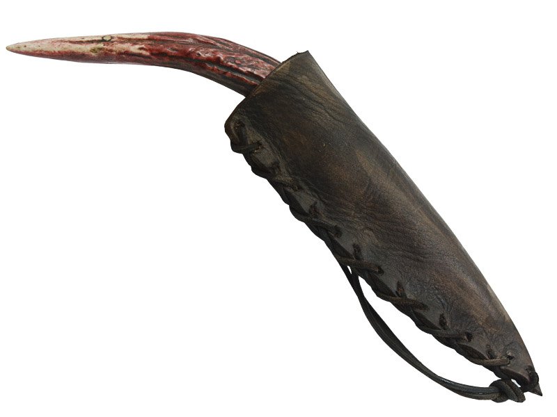 Faca para colecionador em Obsidiana amarela. Empunhadura em chifre de cervo, 26 cm