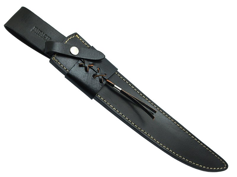 Faca javalizeira para colecionador forjada em aço damasco. Empunhadura em micarta, 45 cm