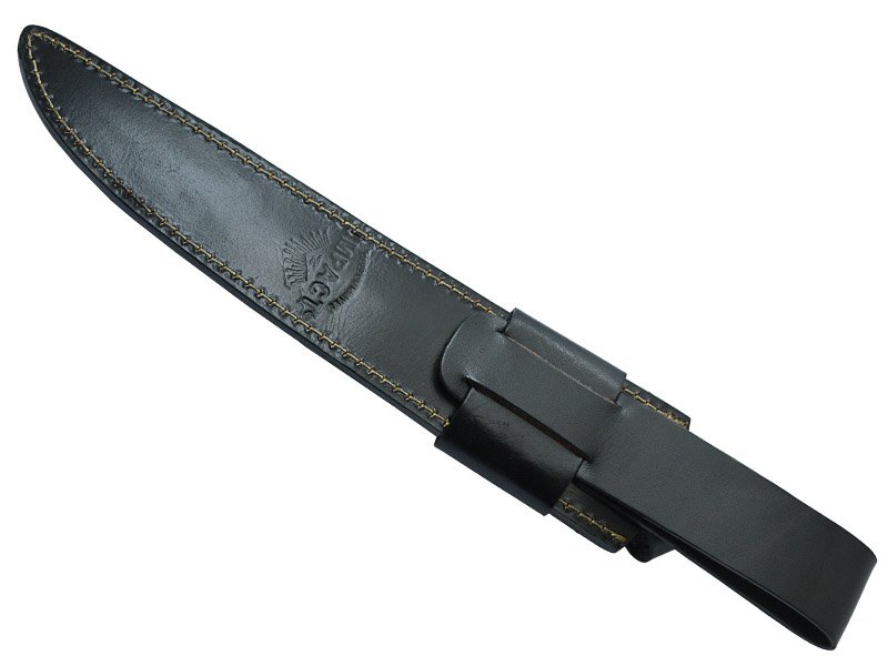 Faca javalizeira para colecionador forjada em aço damasco. Empunhadura em micarta, 45 cm