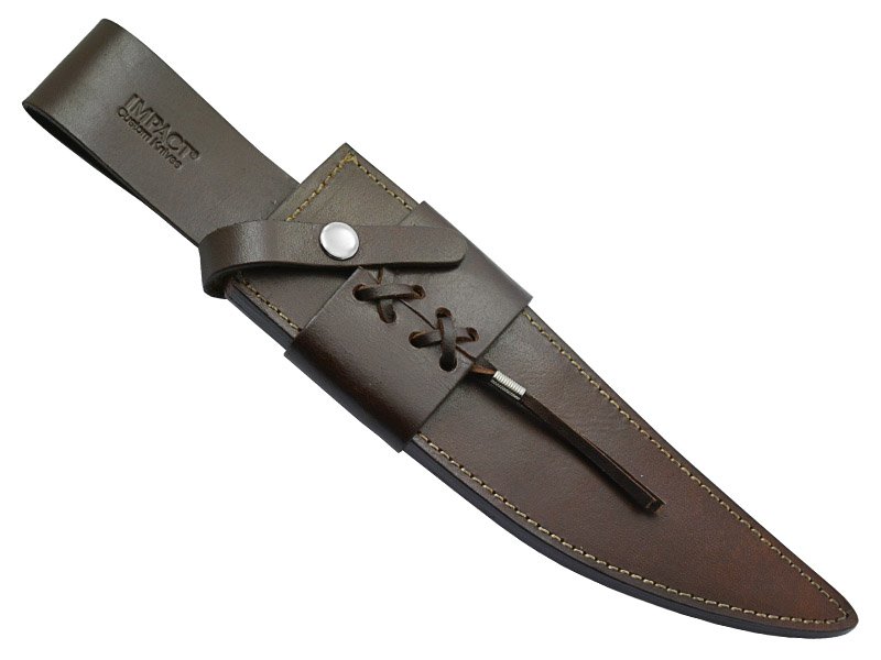 Faca bowie para colecionador em aço damasco. Empunhadura em jacarandá da Bahia, 38 cm