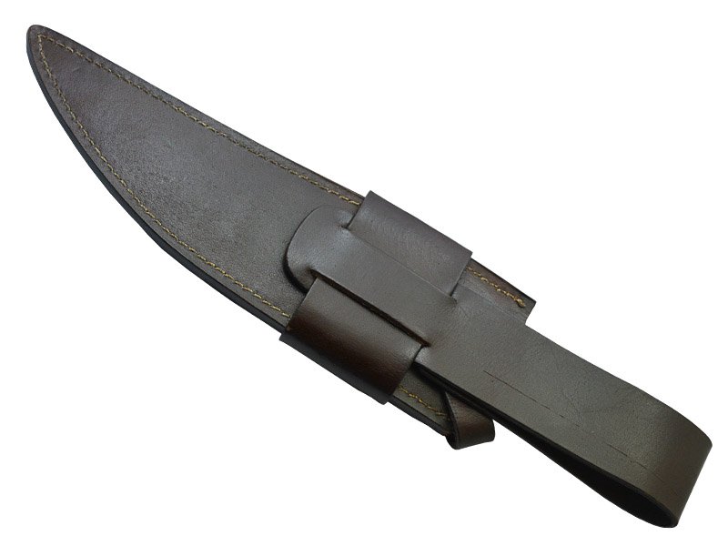 Faca bowie para colecionador em aço damasco. Empunhadura em jacarandá da Bahia, 38 cm