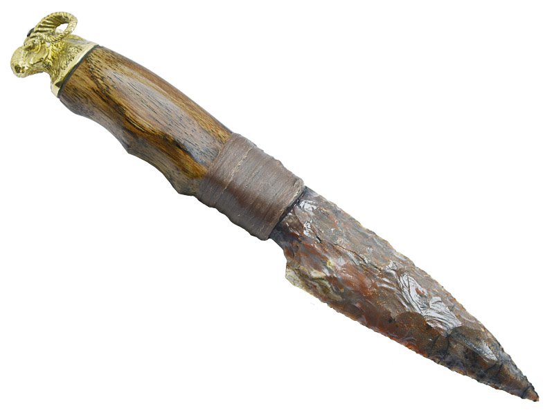 Faca para colecionador em Obsidiana. Empunhadura em uva do japão estabilizada, 26 cm