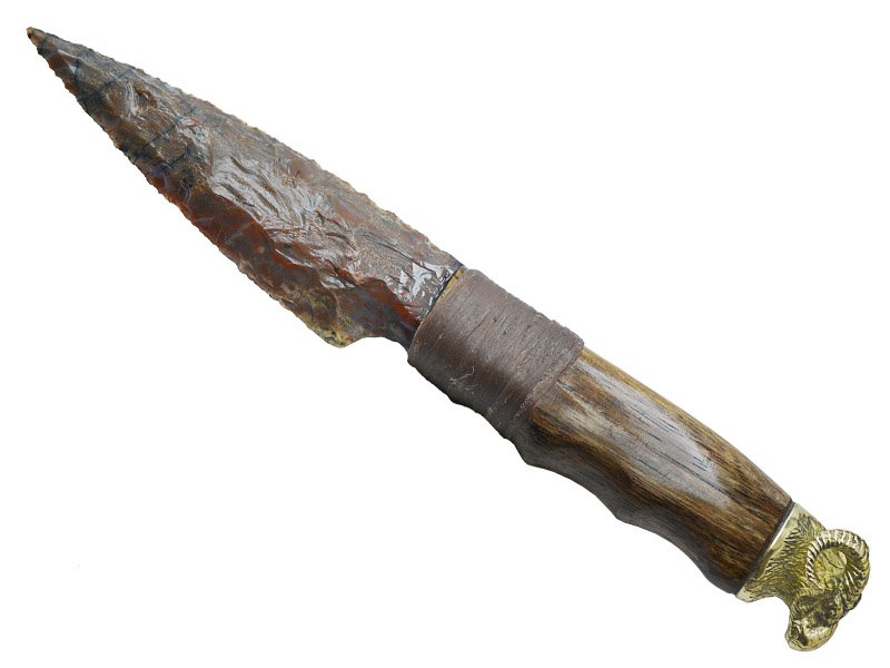 Faca para colecionador em Obsidiana. Empunhadura em uva do japão estabilizada, 26 cm