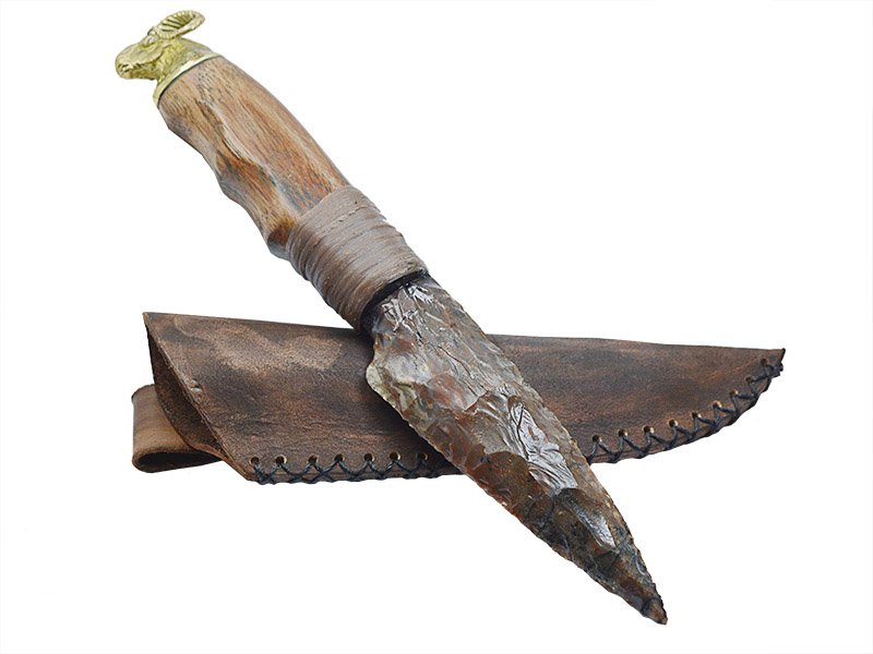 Faca para colecionador em Obsidiana. Empunhadura em uva do japão estabilizada, 26 cm