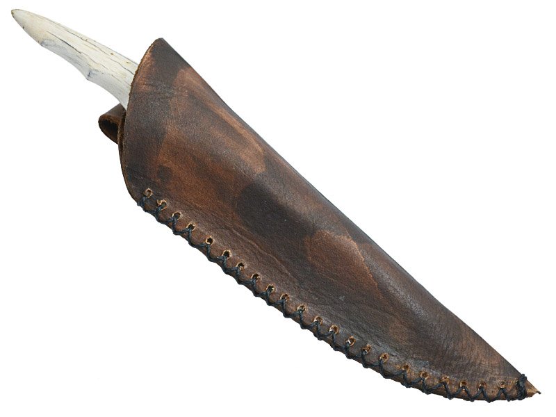 Faca para colecionador em Obsidiana. Empunhadura em chifre de cervo, 21 cm