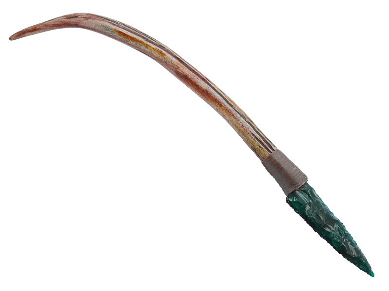 Faca para colecionador em Obsidiana. Empunhadura em chifre de cervo, 40 cm