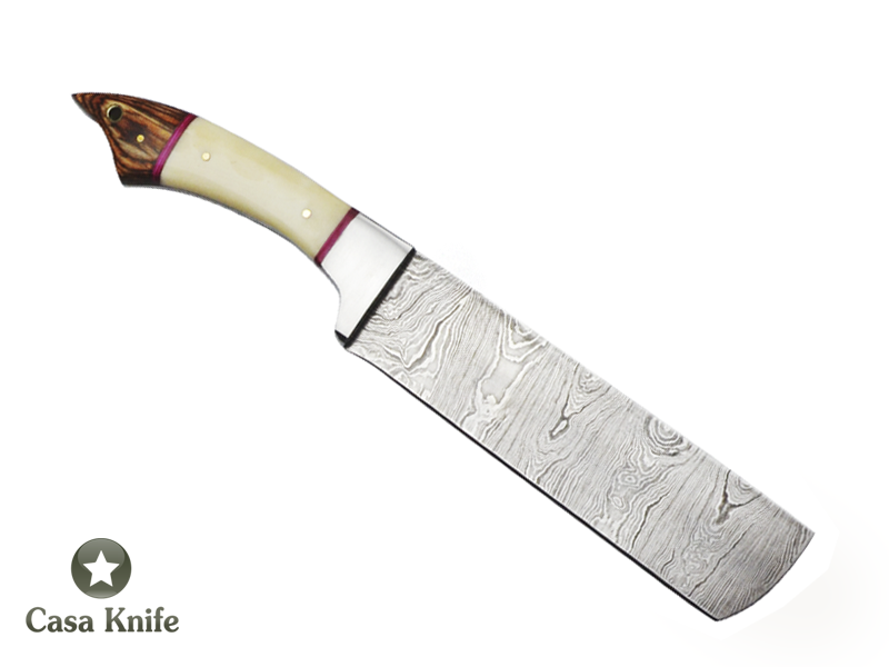Conjunto de Facas Master Cheff com 6 peças para colecionador forjada em aço damasco, com Empunhadura em Osso e Madeira estabilizada.