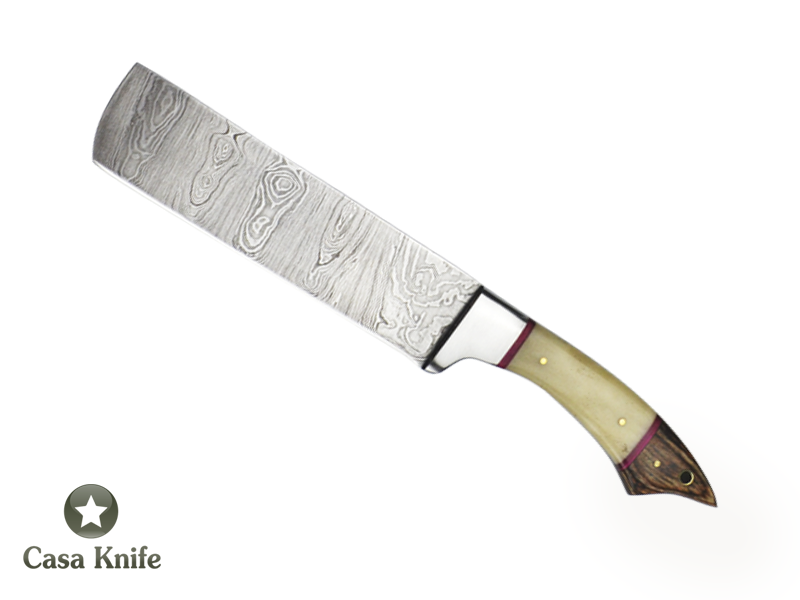 Conjunto de Facas Master Cheff com 6 peças para colecionador forjada em aço damasco, com Empunhadura em Osso e Madeira estabilizada.