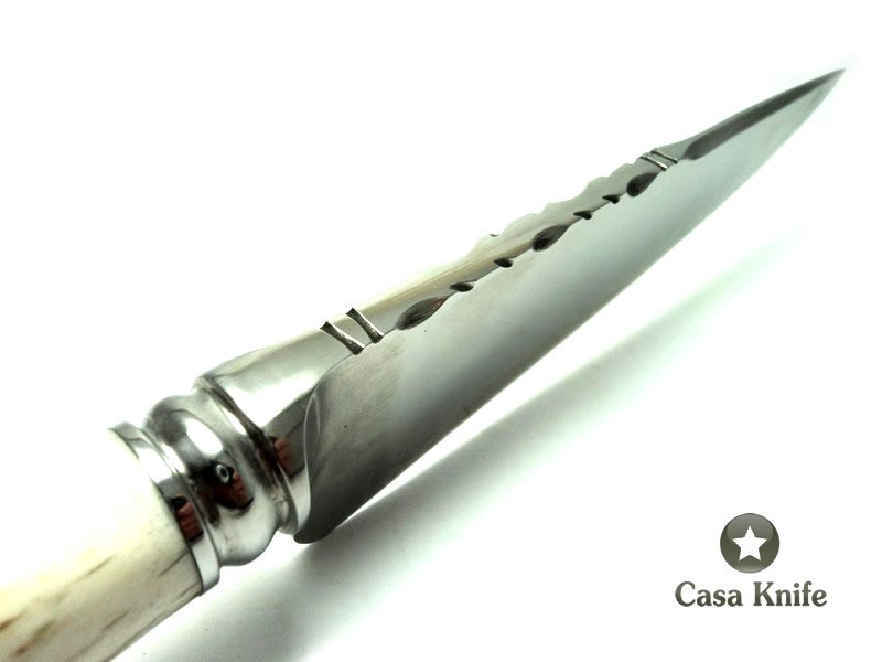 Criolla Faca em aço inoxidável com empunhadura em osso bovino e madeira Nogueira 31 cm